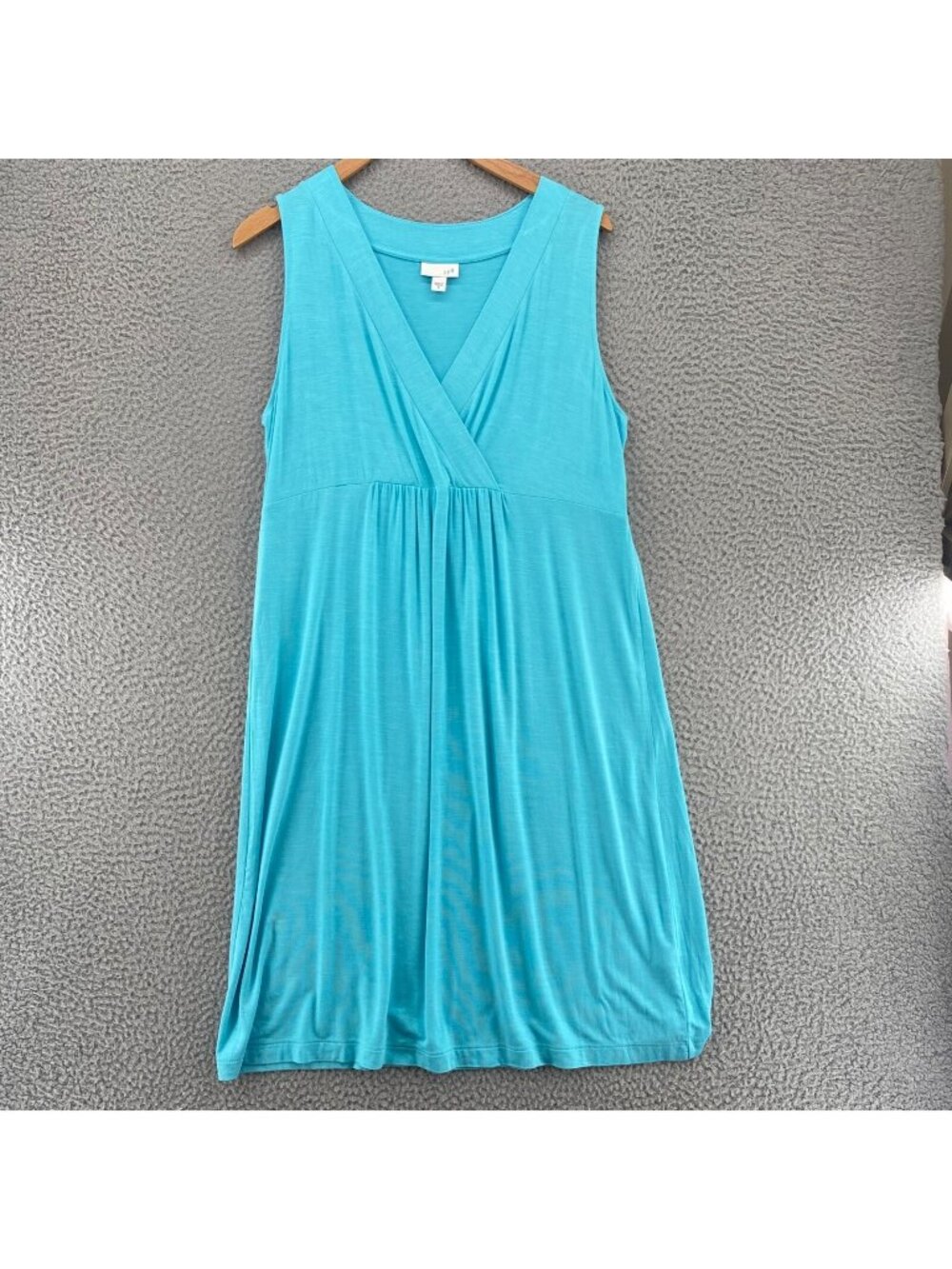 J Jill Dress Womens Medium Blue Empire Waist Surplice Tee Jersey Stretch Mini